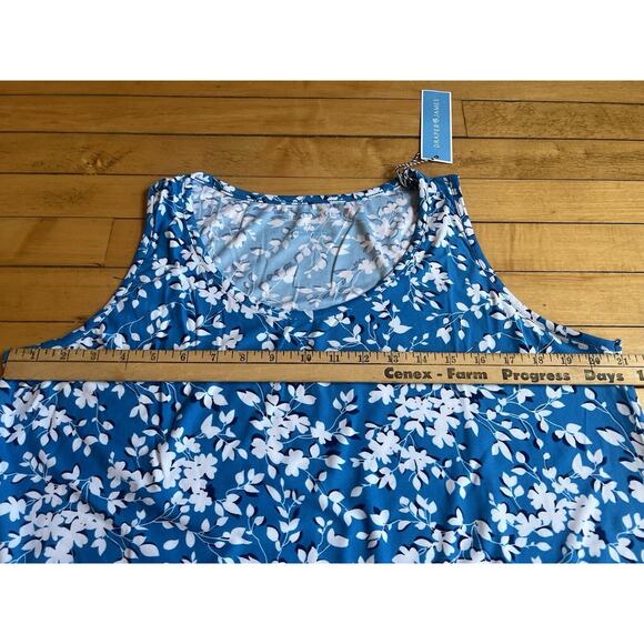 Draper James Floral Bohemian Blue Slip Wide Strap Scoop Neck Mini Dress L/XL NWT - Picture 6 of 11